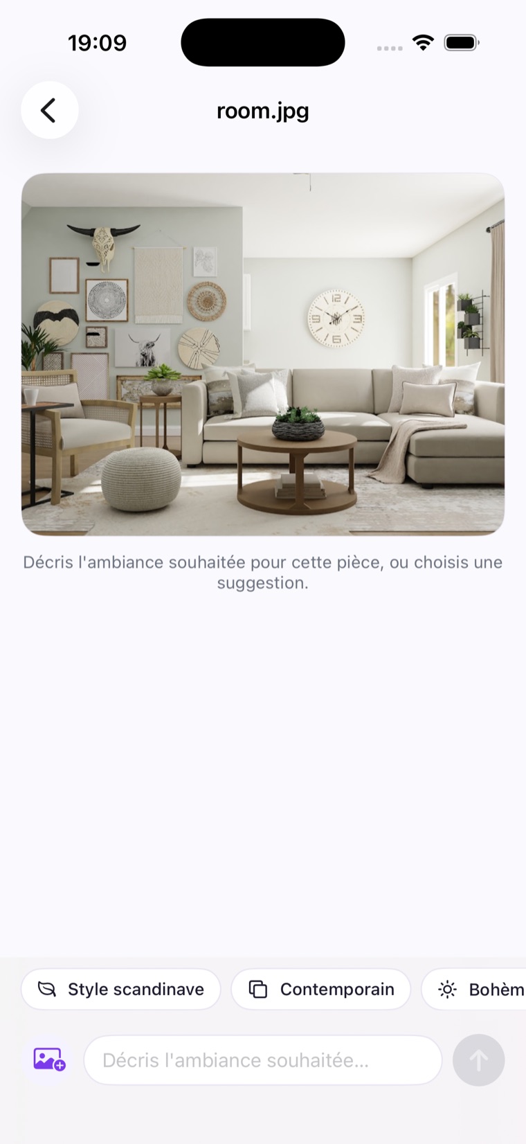Génération de design MORYA Home sur iPhone