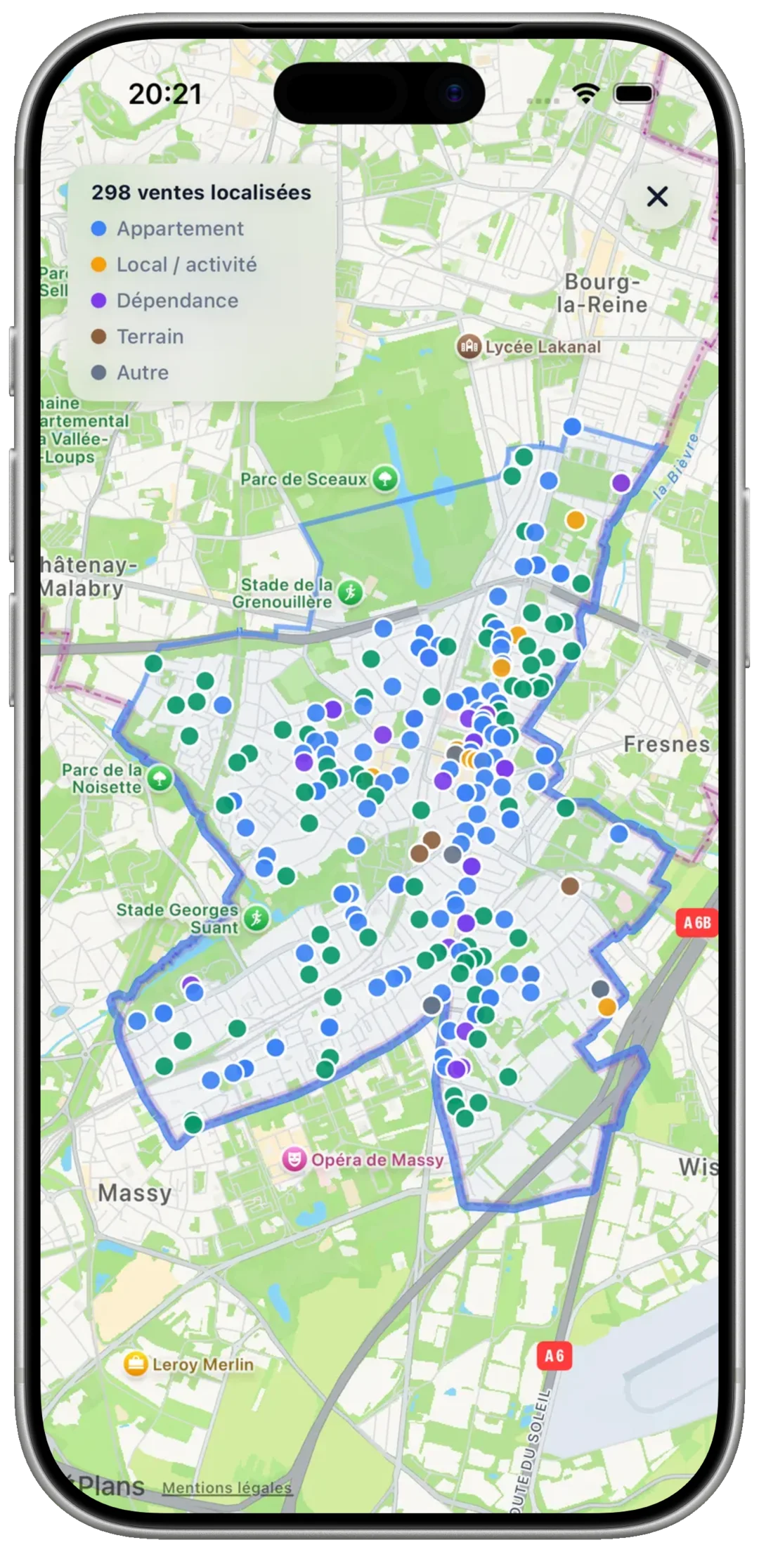 Le prix du bien comparé aux ventes du secteur