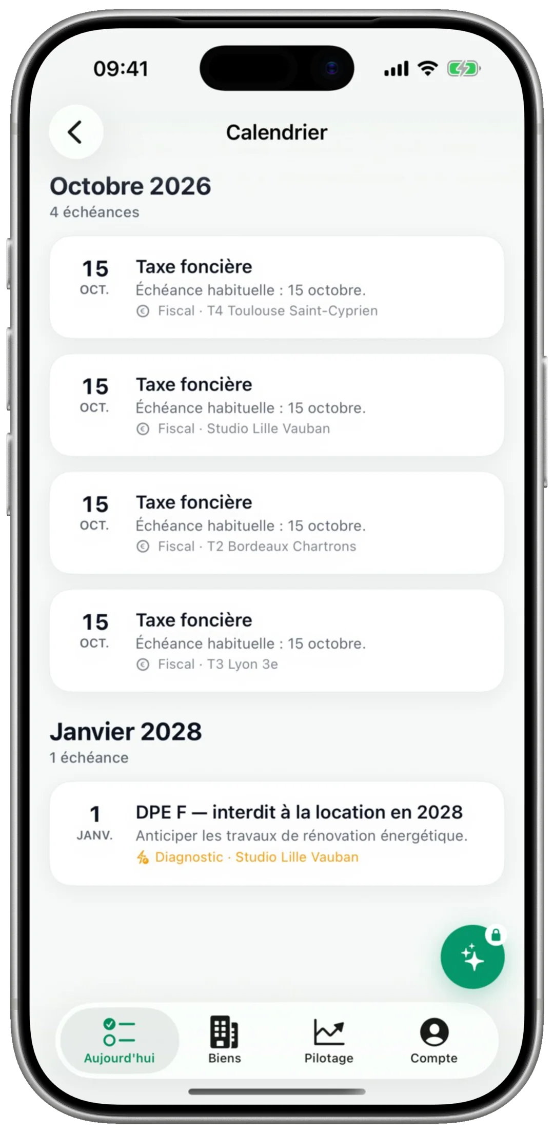 Calendrier réglementaire