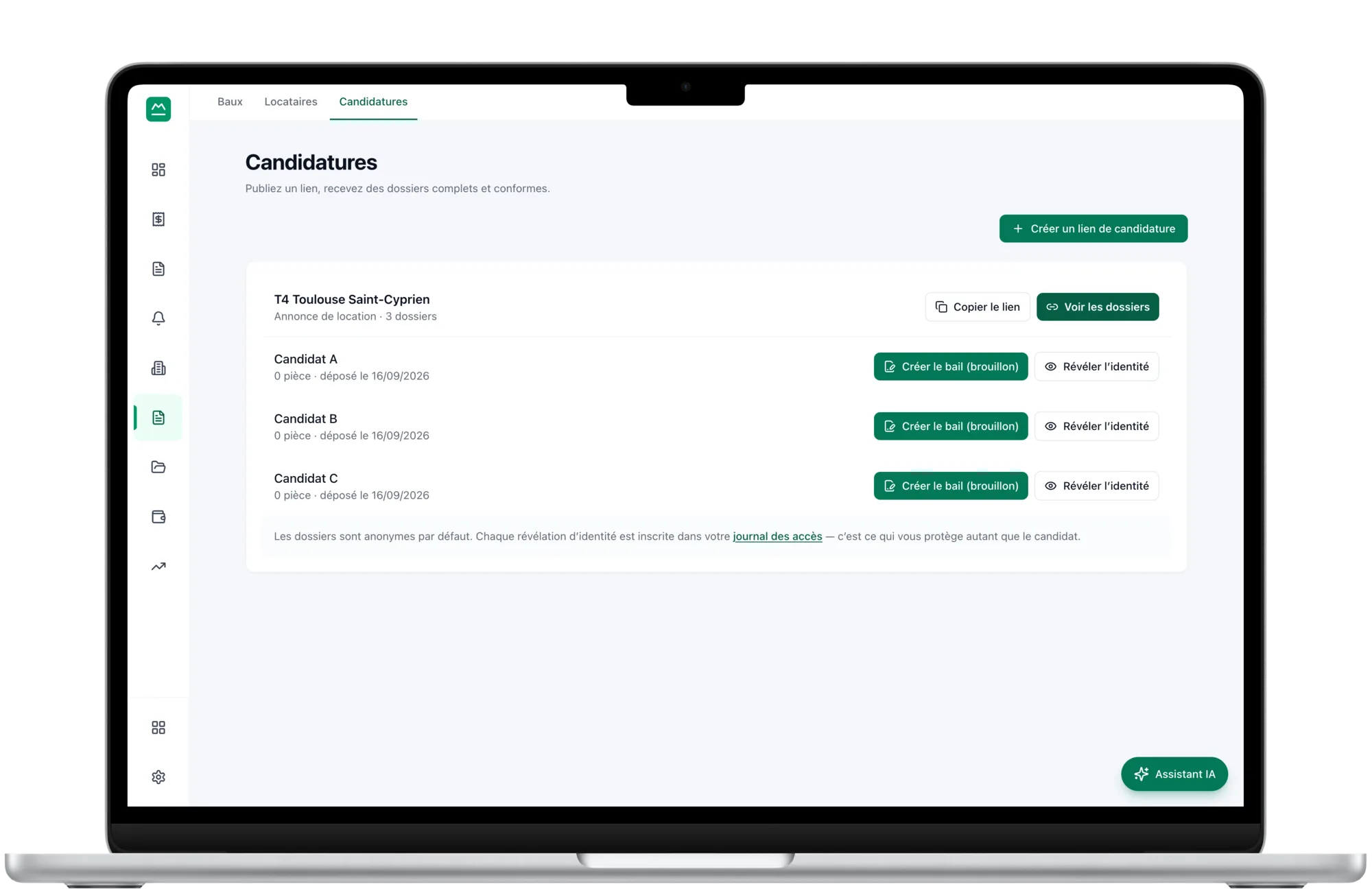 Candidatures anonymes